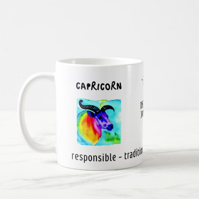 Vattenfärg Capricorn zodiac och egenskaper Kaffemugg (Vänster)