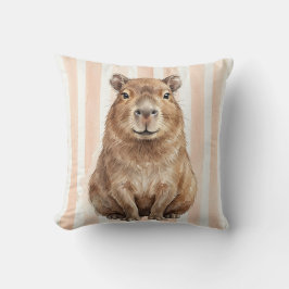 Vattenfärg Capybara Vilda Djur Porträtt Kuddvar Kudde