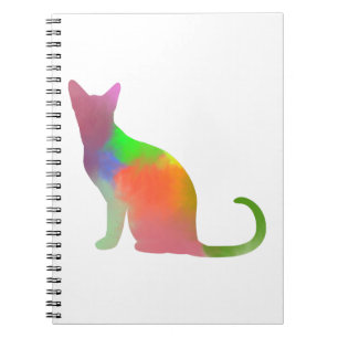 Vattenfärg Cat Silhouette Anteckningsbok Med Spiral
