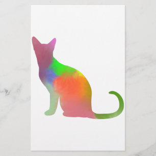 Vattenfärg Cat Silhouette Brevpapper