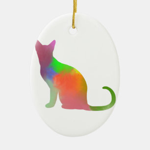 Vattenfärg Cat Silhouette Julgransprydnad Keramik