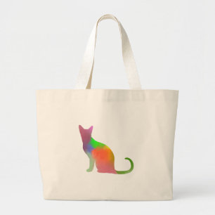 Vattenfärg Cat Silhouette Jumbo Tygkasse