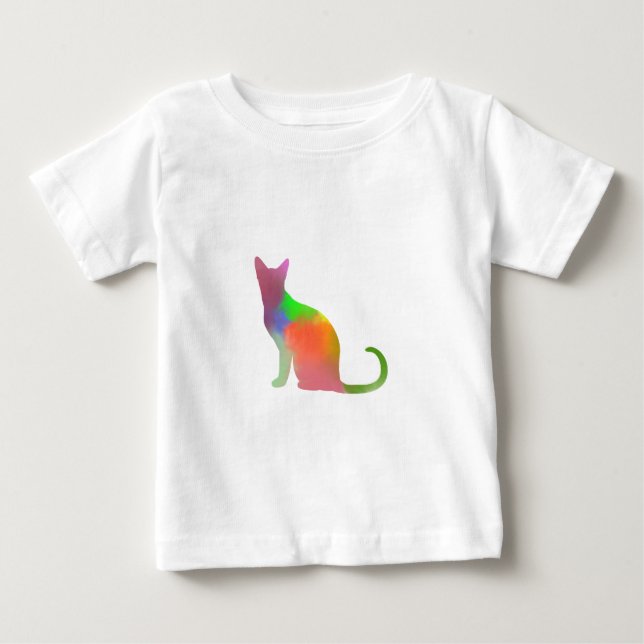 Vattenfärg Cat Silhouette T-shirt (Framsida)
