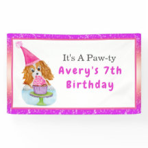 Vattenfärg Cavalier King Charles Cupcake Födelseda