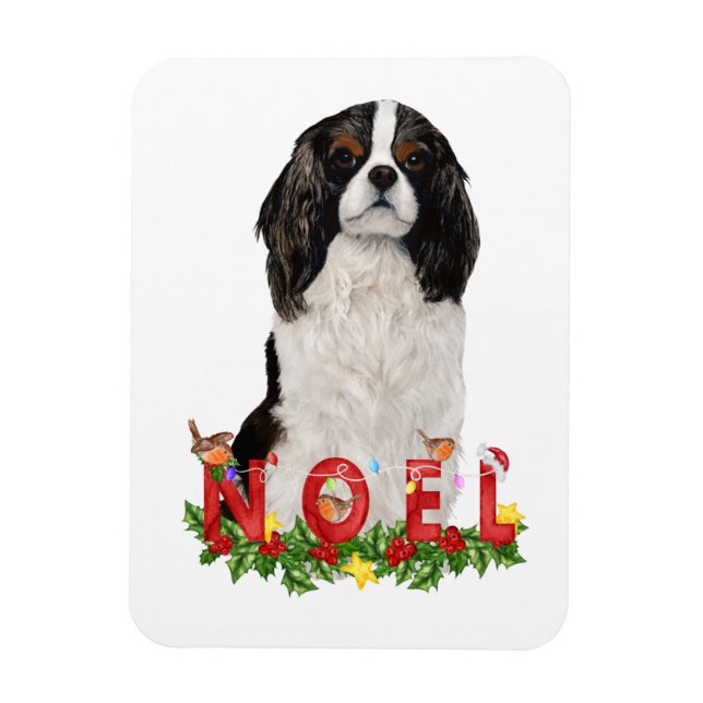 Vattenfärg Cavalier King Charles Noel jul   Magnet (Vertikal)