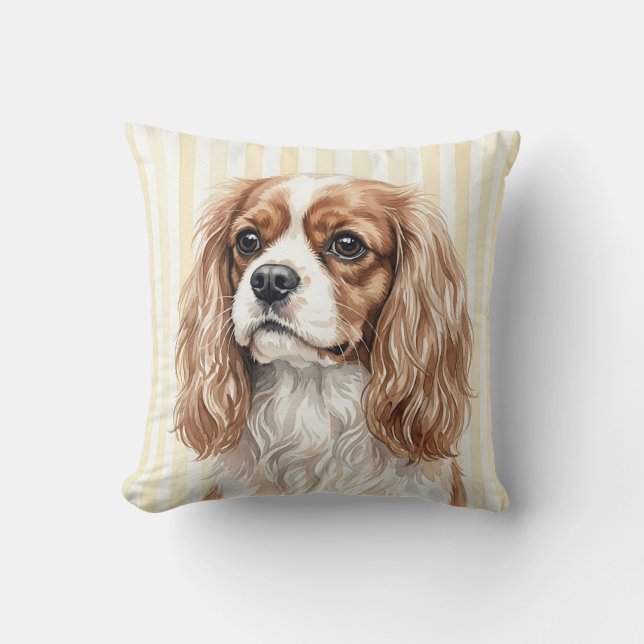 Vattenfärg Cavalier King Charles Spaniel Kastydd Kudde (Framsida)