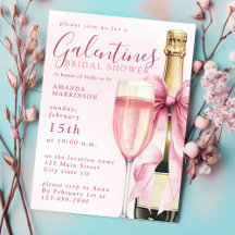 Vattenfärg Champagne Galentines Bröllopsdusch