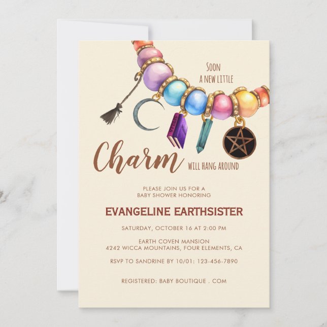 Vattenfärg charmarmband Pagan barnkalas Inbjudningar (Framsida)