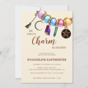 Vattenfärg charmarmband Pagan bebisfest Inbjudningar