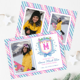 Vattenfärg Chic Ski Monogram Krön Julkort