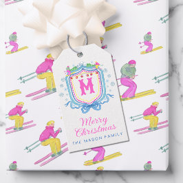 Vattenfärg Chic Skid Monogram Emblem Presentetikett
