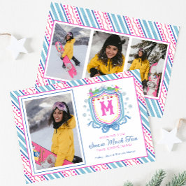 Vattenfärg Chic Skidmonogram Krön Julkort