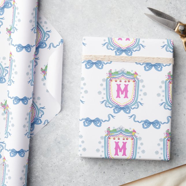 Vattenfärg Chic Skidmonogram Krön Presentpapper (Skapare uppladdad)