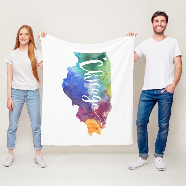 Vattenfärg Chicago Fleecefilt (På plats)