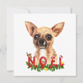 Vattenfärg Chihuahua Noel-julklapp, platt kort