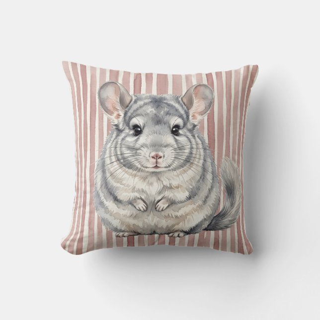 Vattenfärg Chinchilla Kastkudde Kudde (Framsida)