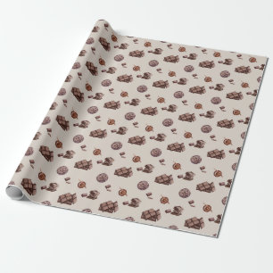 Vattenfärg Chocolate Mönster Presentpapper