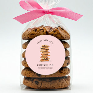 Vattenfärg Choklad chip cookie Bageri Runt Klistermärke
