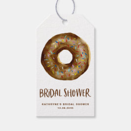 Vattenfärg Choklad Donut Bröllopsdusch Tack Presentetikett