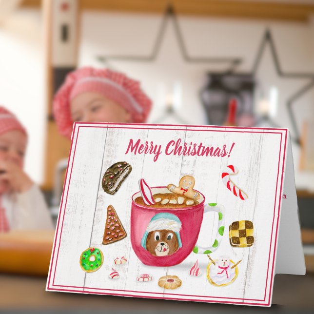 Vattenfärg Choklad Gingerbread Kakor Semester Kort (A sweet holiday card that will bring joy to all!)