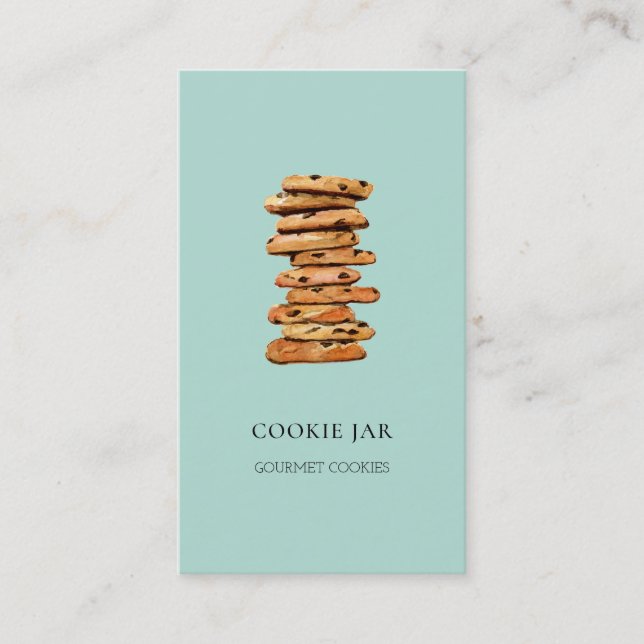 Vattenfärg Chokladkakshandel Teal  Visitkort (Framsida)