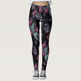 Vattenfärg Chrysanthemums blommor blommigt bläck s Leggings