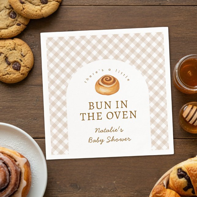 Vattenfärg Cinnamon Bun I Ugnen Baby Shower Pappersservett (Skapare uppladdad)