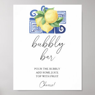 Vattenfärg citron citrus modern - bubblig bardisk poster