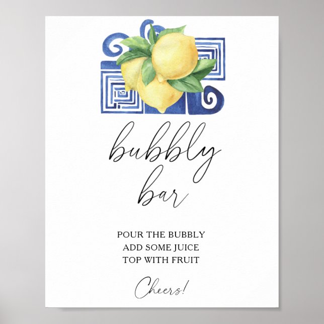 Vattenfärg citron citrus modern - bubblig bardisk poster (Framsidan)