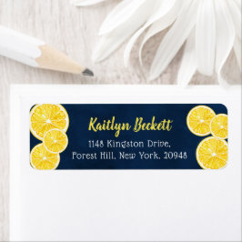 Vattenfärg Citron Skivor Etikett Returadress Etikett