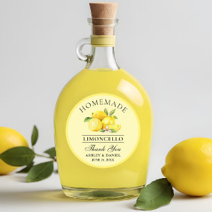 Vattenfärg Citroner Bröllop Tack Limoncello Gul Runt Klistermärke
