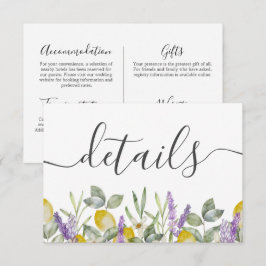 Vattenfärg Citroner & Lavendel Bröllop RSVP Tilläggskort