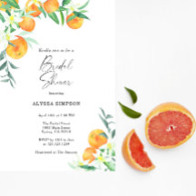 Vattenfärg Citrus Apelsin Bröllopsdusch