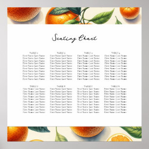 Vattenfärg Citrus Apelsinblad Bordskarta Poster