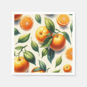 Vattenfärg Citrus Apelsinblad Bröllop Pappersservett