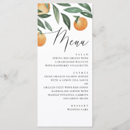 Vattenfärg Citrus Bröllop | Elegant Skrift Orange Meny