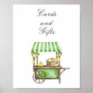 Vattenfärg citrus bröllopsdusch - Kort och present Poster