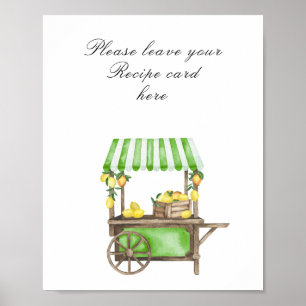 Vattenfärg citrus bröllopsdusch - Receptkort Poster