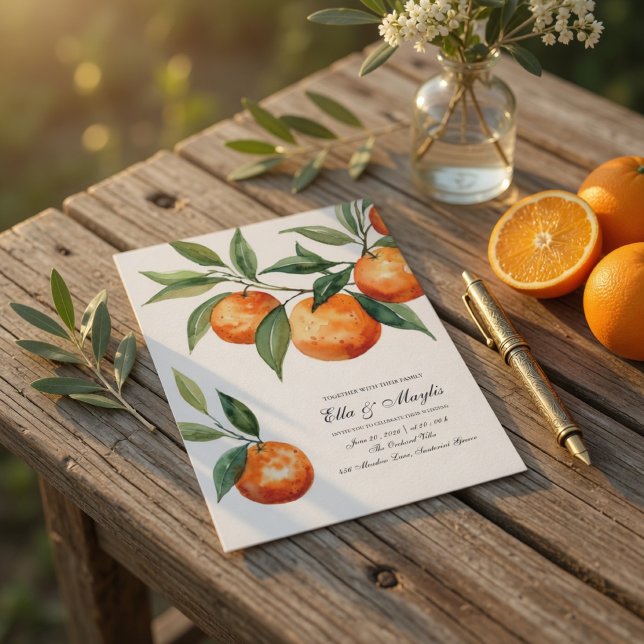 Vattenfärg Citrus Bröllopsinbjudan Suite Inbjudningar (Skapare uppladdad)