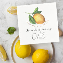 Vattenfärg citrus citron 1-års födelsedagsfest