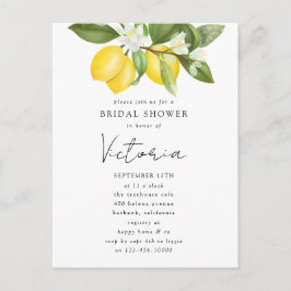 Vattenfärg Citrus Citroner Bröllopsdusch Inbjudan