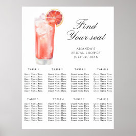 Vattenfärg Citrus Cocktail Bröllops sittplatskarta Poster