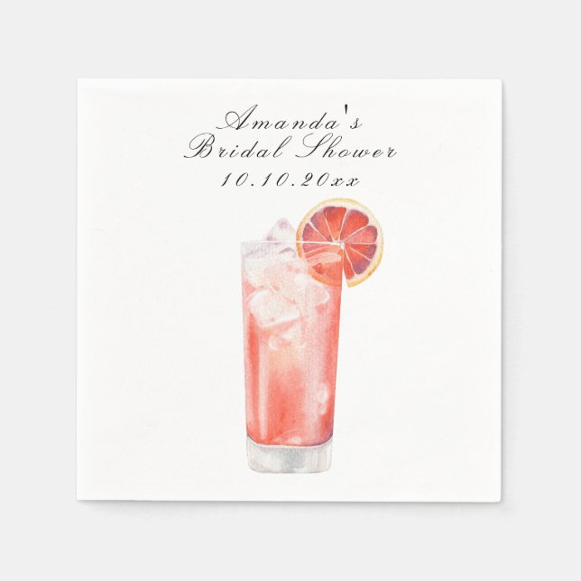 Vattenfärg Citrus Cocktail Bröllopsfest Pappersservett (Framsidan)