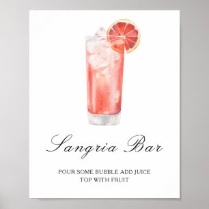 Vattenfärg citrus cocktail - sangriabar poster