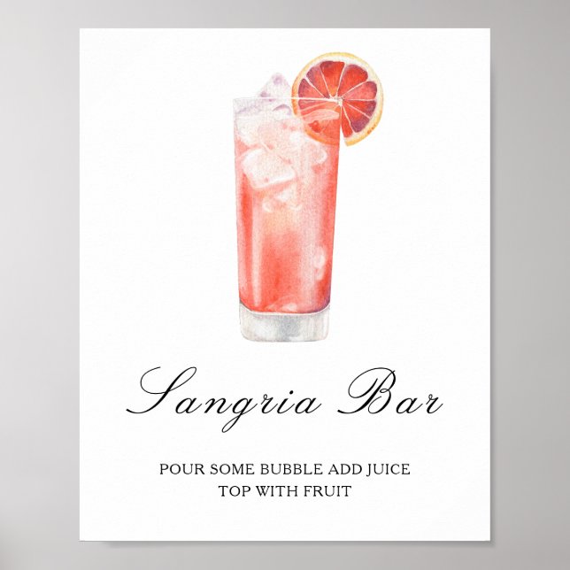 Vattenfärg citrus cocktail - sangriabar poster (Framsidan)