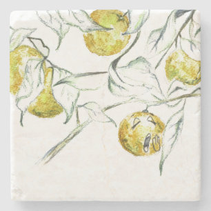 Vattenfärg Citrus Fruit Clementine Cutie Stenunderlägg