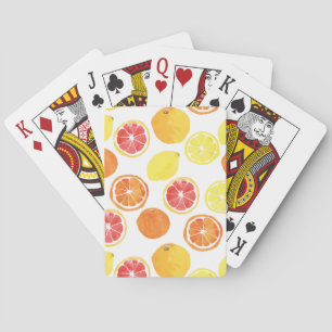 Vattenfärg Citrus Fruit Mönster Casinokort