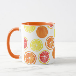 Vattenfärg Citrus Fruit Mönster Mugg