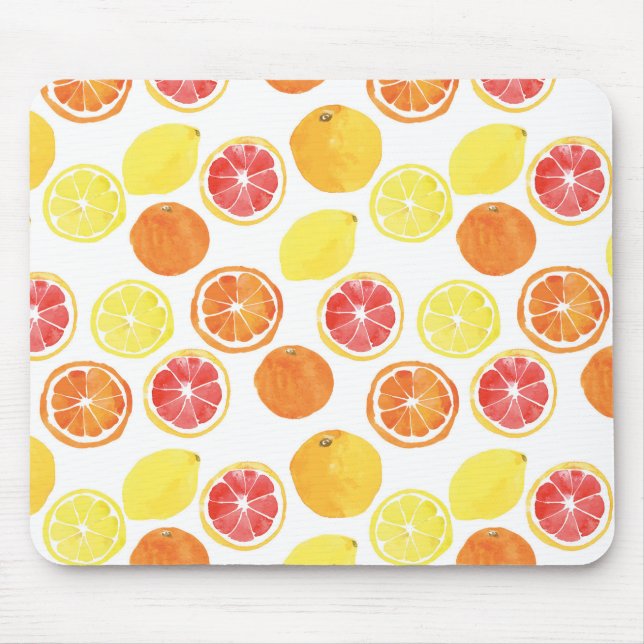 Vattenfärg Citrus Fruit Mönster Musmatta (Framsidan)