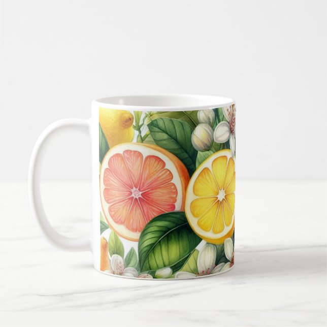 Vattenfärg Citrus Frukt Mönster Kaffemugg (Vänster)